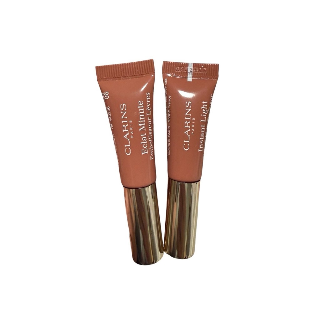 Clarins Natural Lip Perfector glosses in shade 06 Rosewood Shimmer lot of 2 mini